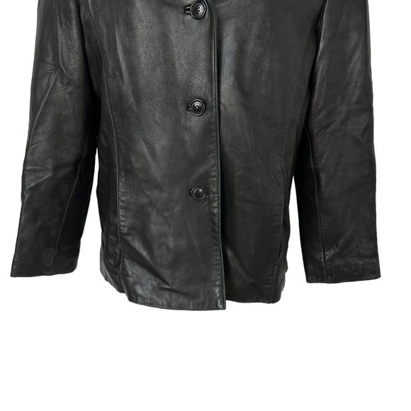 Vintage Leather Jacket Tibor Leathers Black Coat Women's Petite Size Large - Picture 6 of 11